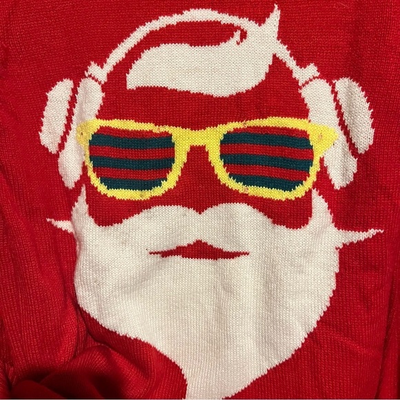 DJ Santa Light Up Red Christmas Sweater Men's Size S - Picture 4 of 8